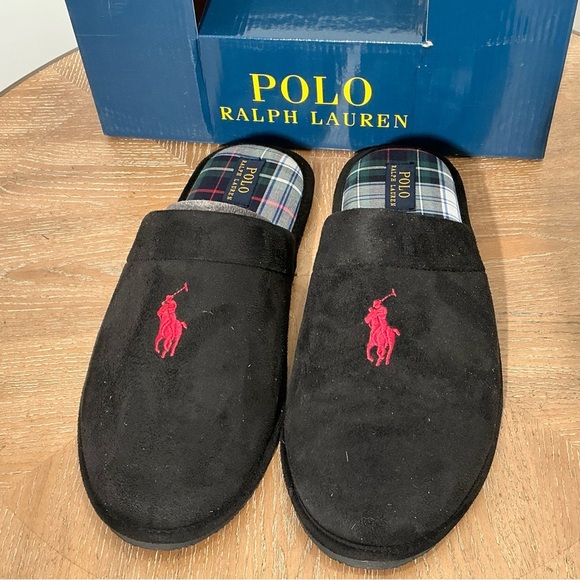 Polo by Ralph Lauren Black and Red Men's Slip-Ons - Picture 3 of 5